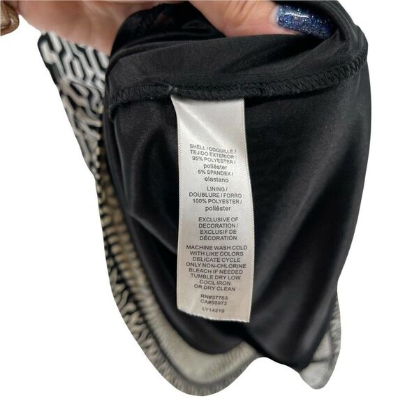 Laundry Shelli Segal Black White 3/4 Sleeve Shift Dress Womens Size 12 Stretchy - Picture 8 of 8